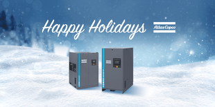 Two atlas copco compressors and it says happy holidays