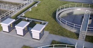 Top down image of a water treatment facility