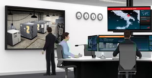 Image of workers monitoring a room of air compressors