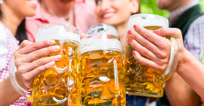 Close up image of three beer mugs