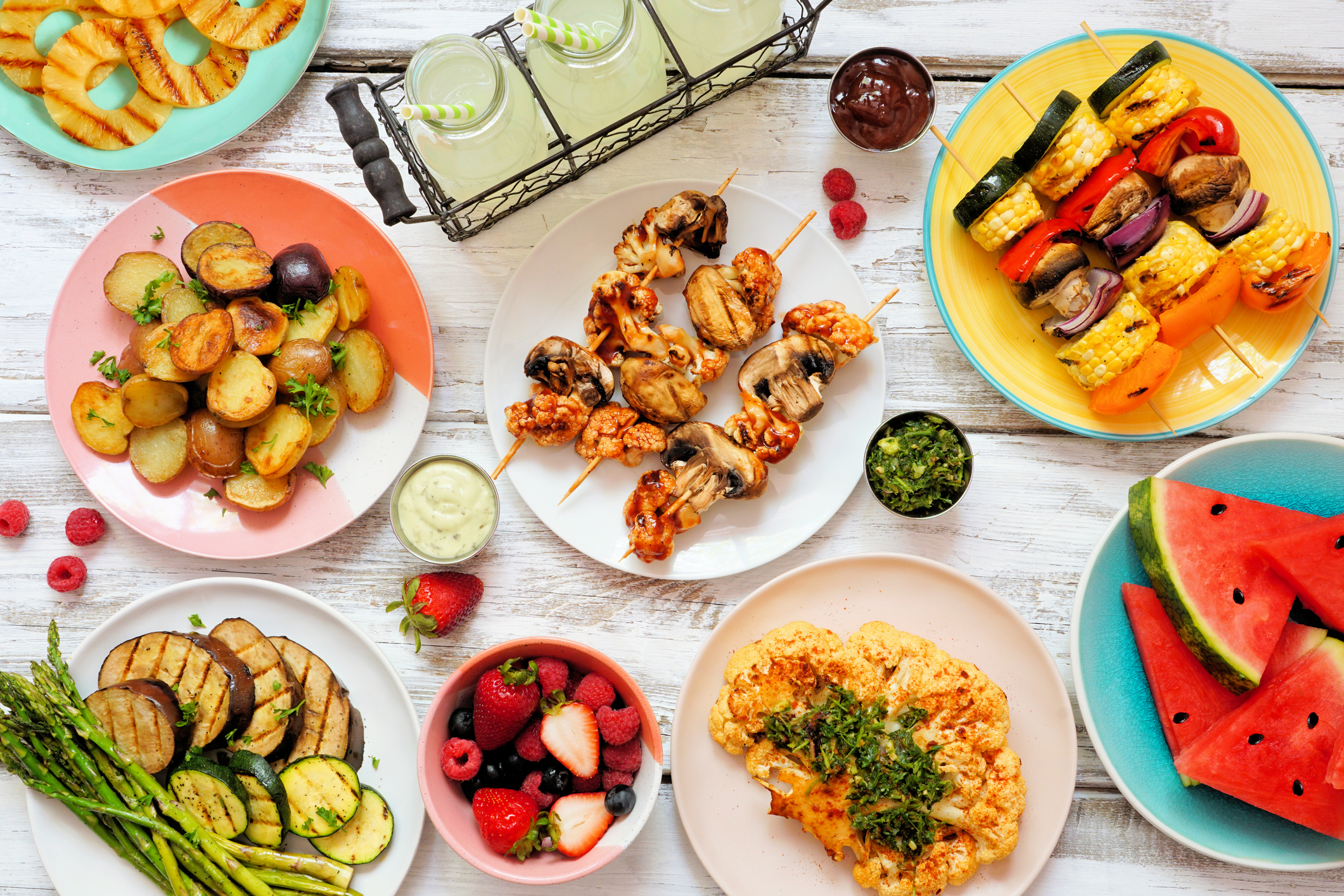 Fresh fruits and veggies at a cookout