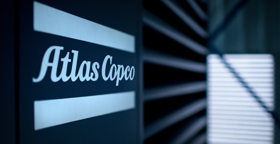 Close up image of the Atlas Copco logo