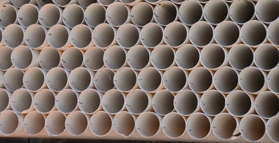 Image of PVC pipes stacked together