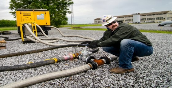 Image of an engineer working on a pipeline